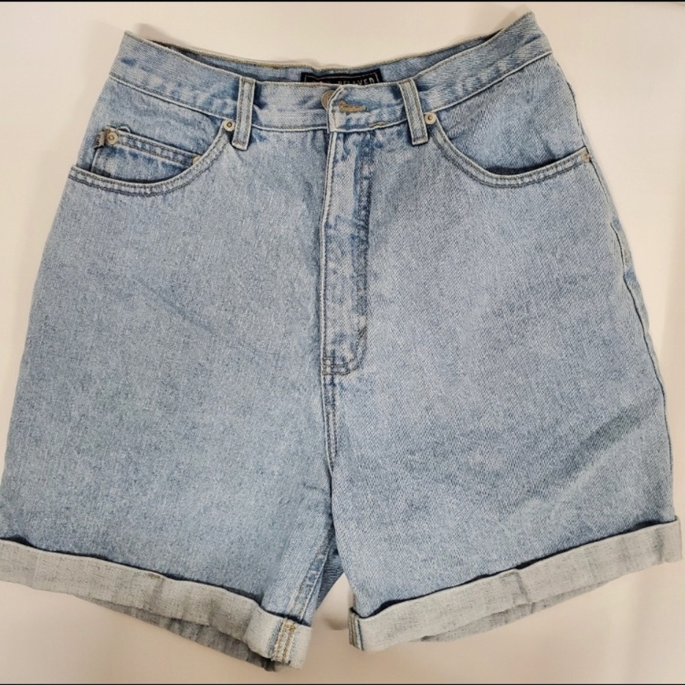 Vintage Route 66 denim jean mom shorts 12" 9/10